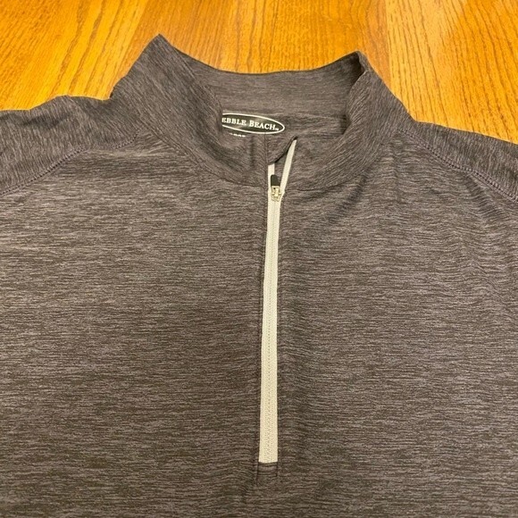 Pebble Beach Hesthered Grey Long Sleeve Performance Pull Over - Picture 5 of 16